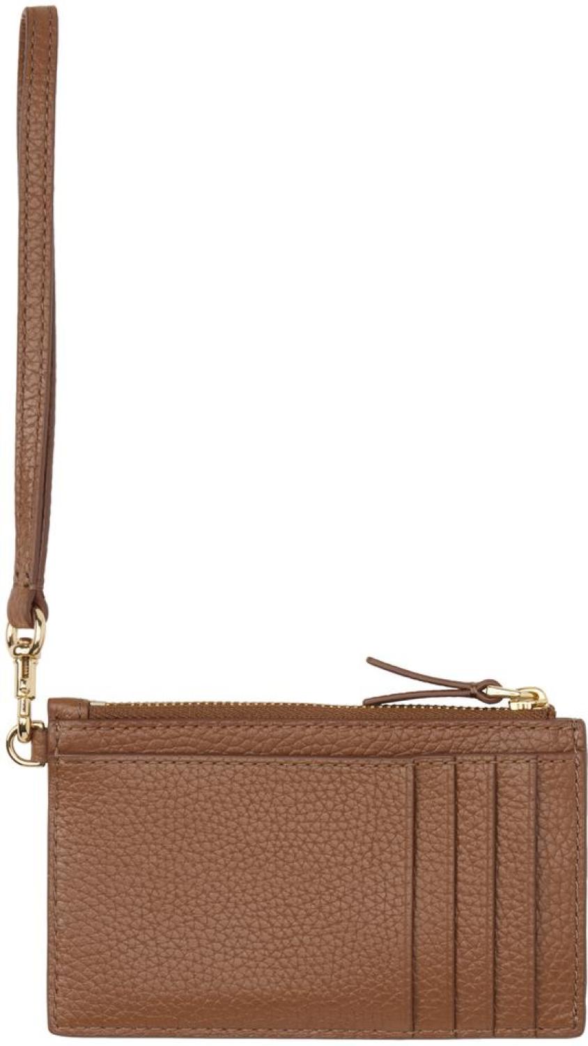 Brown 'The Leather Top Zip Wristlet' Wallet