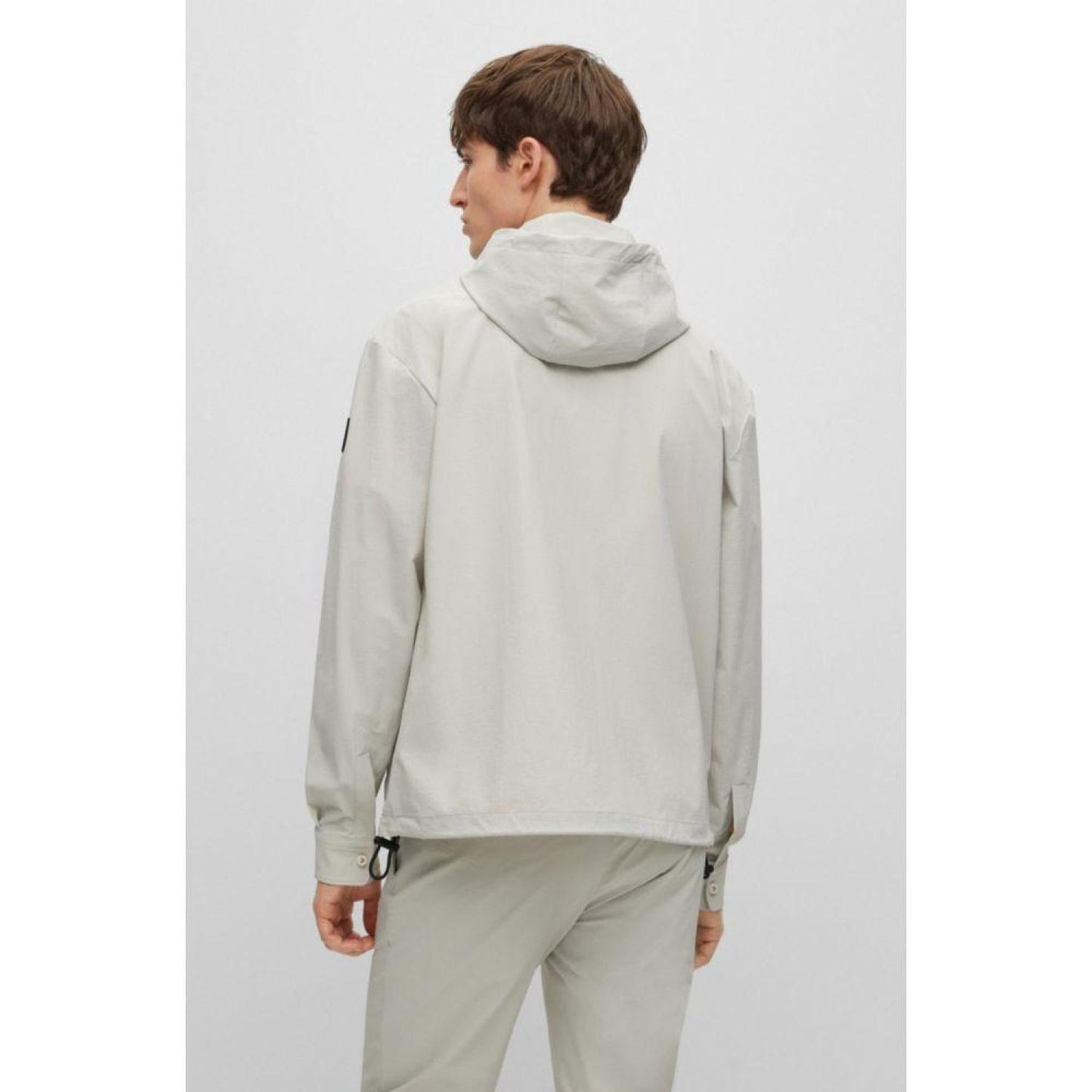 Relaxed-fit hooded shirt in performance-stretch fabric