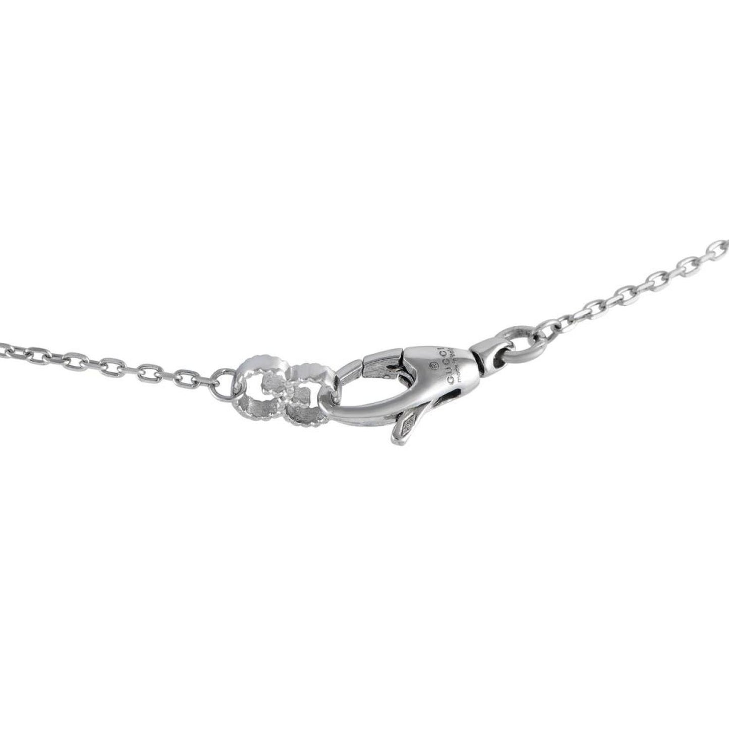 Gucci Blind for Love 18K White Gold 0.45ct Diamond Script Necklace GU10-100223