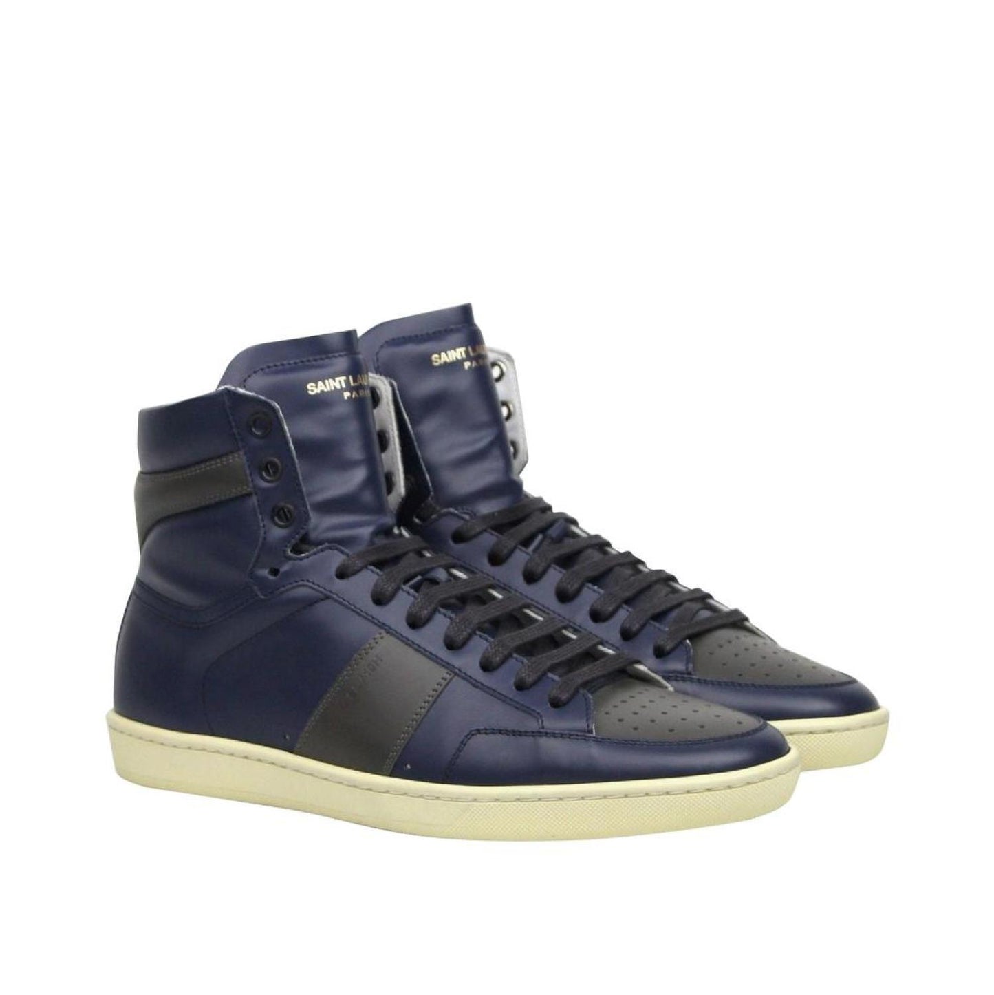 Saint Laurent Men's Hi Top blue /  Leather Shoes