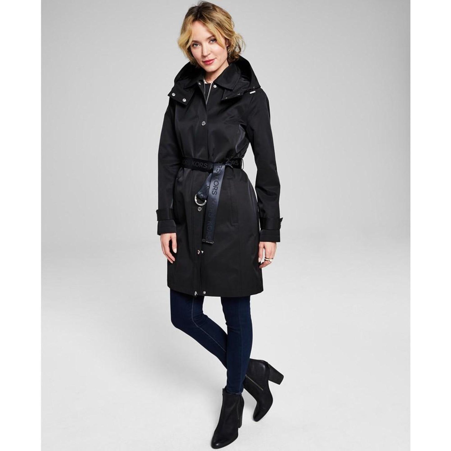 Women's Petite Hooded Belted Trench Coat, Created for Macy's