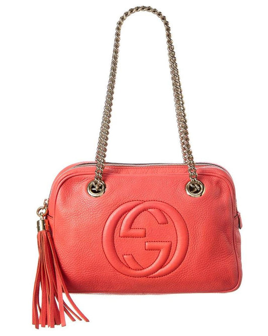 Gucci Red GG Canvas & Leather Chain Soho Tote (Authentic Pre-Owned)