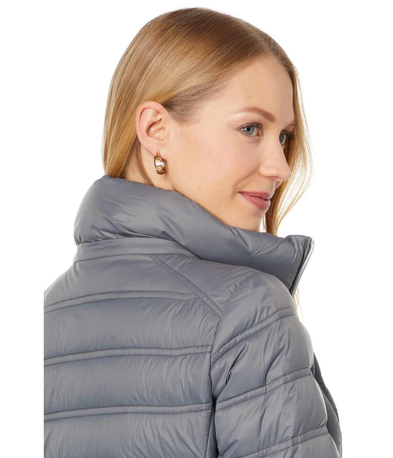 Zip Front Horizontal Quilt Packable Jacket M823157QZ