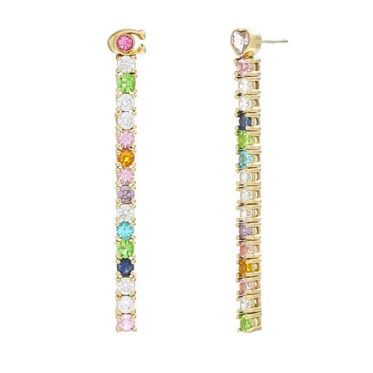 Faux Stone Signature Tennis Linear Earrings