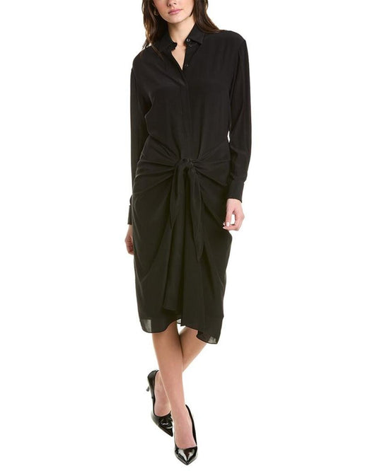 Michael Kors Cascade Tie-Waist Silk Shirtdress