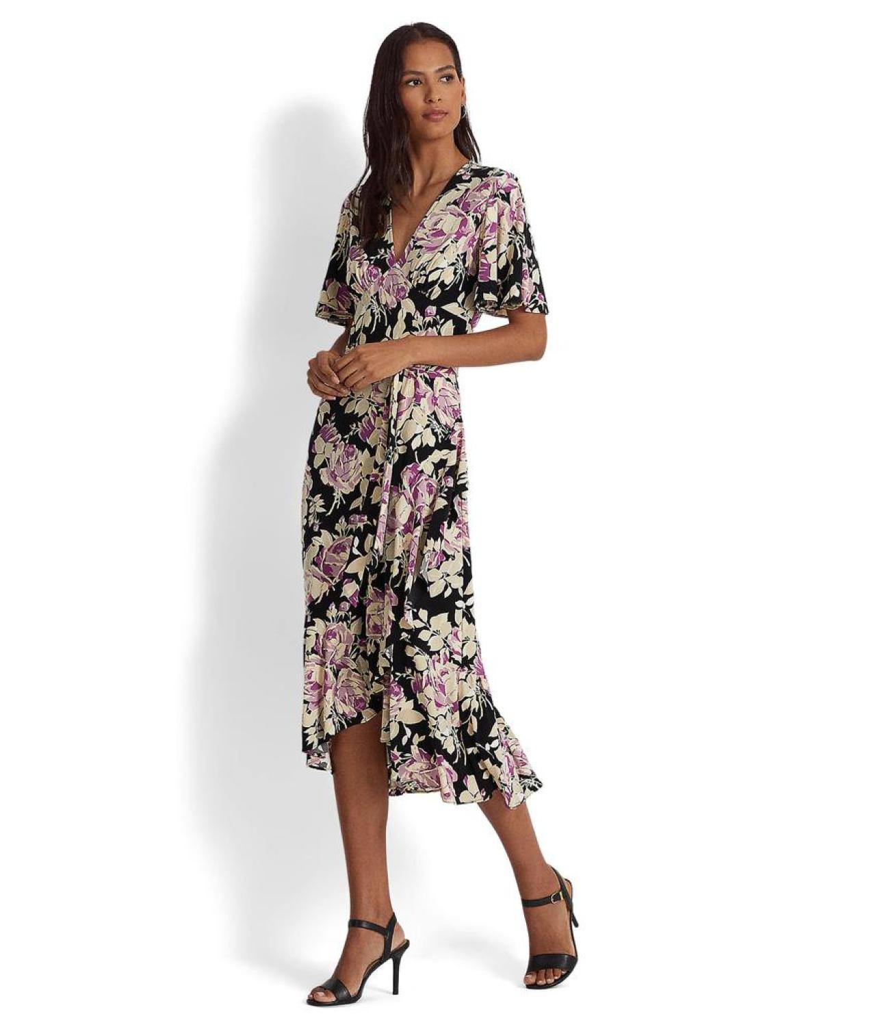 Floral Belted Jersey Dress