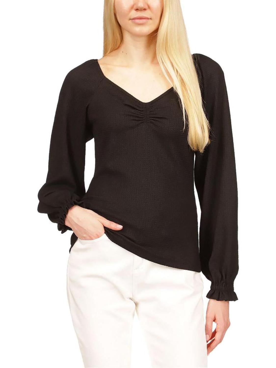 Womens Rouched V-Neck Pullover Top