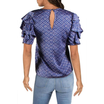 Womens Printed Ruffled Sleeves Blouse