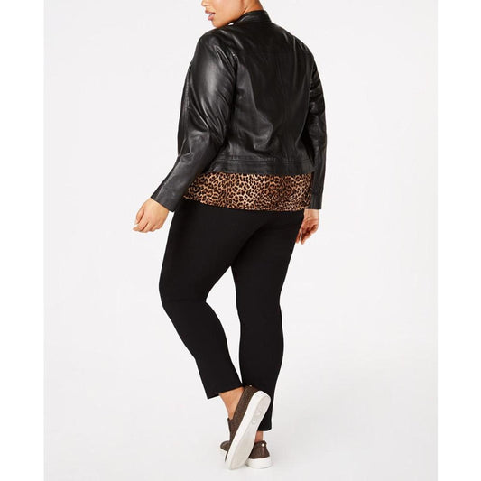 Plus Size Leather Moto Jacket