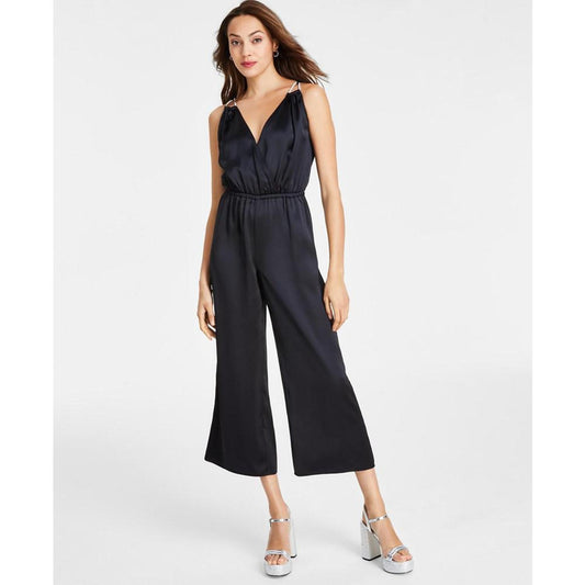 Women's Rhinestone-Strap Surplice Jumpsuit, Regular & Petite