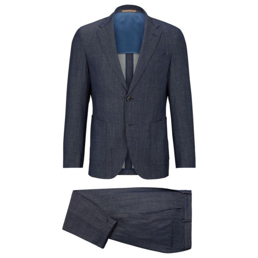 Slim-fit suit in stretch wool with silk and linen