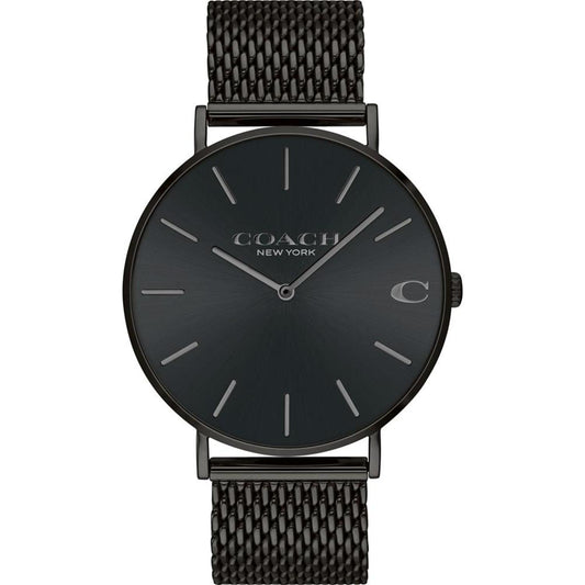 Men's Charles Black Stainless Steel Mesh Bracelet Watch 36mm