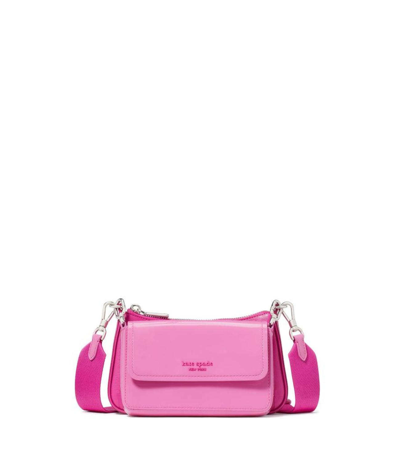 Double Up Patent Saffiano Leather Double -Up Crossbody