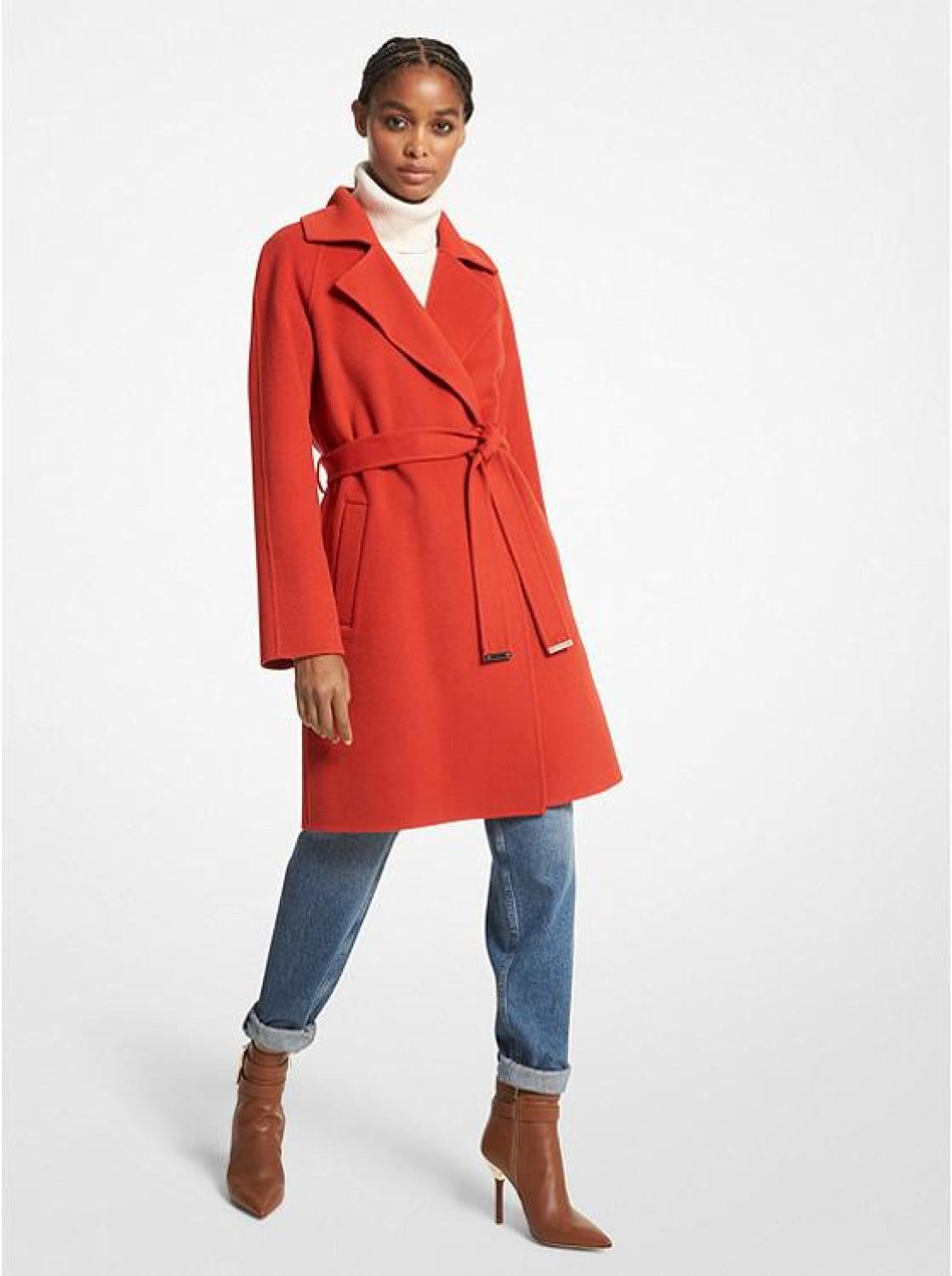 Wool Blend Wrap Coat