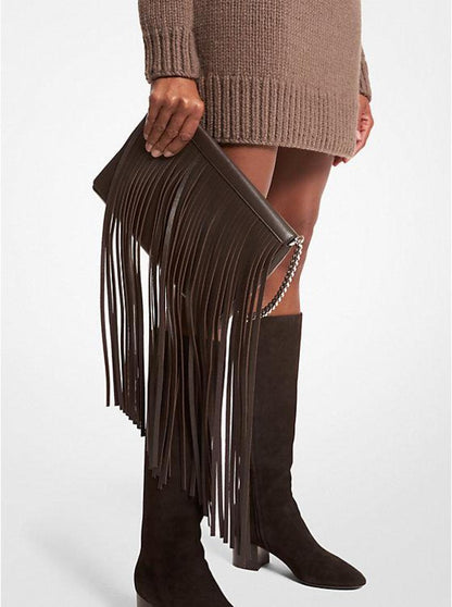 Ali Fringed Leather Clutch