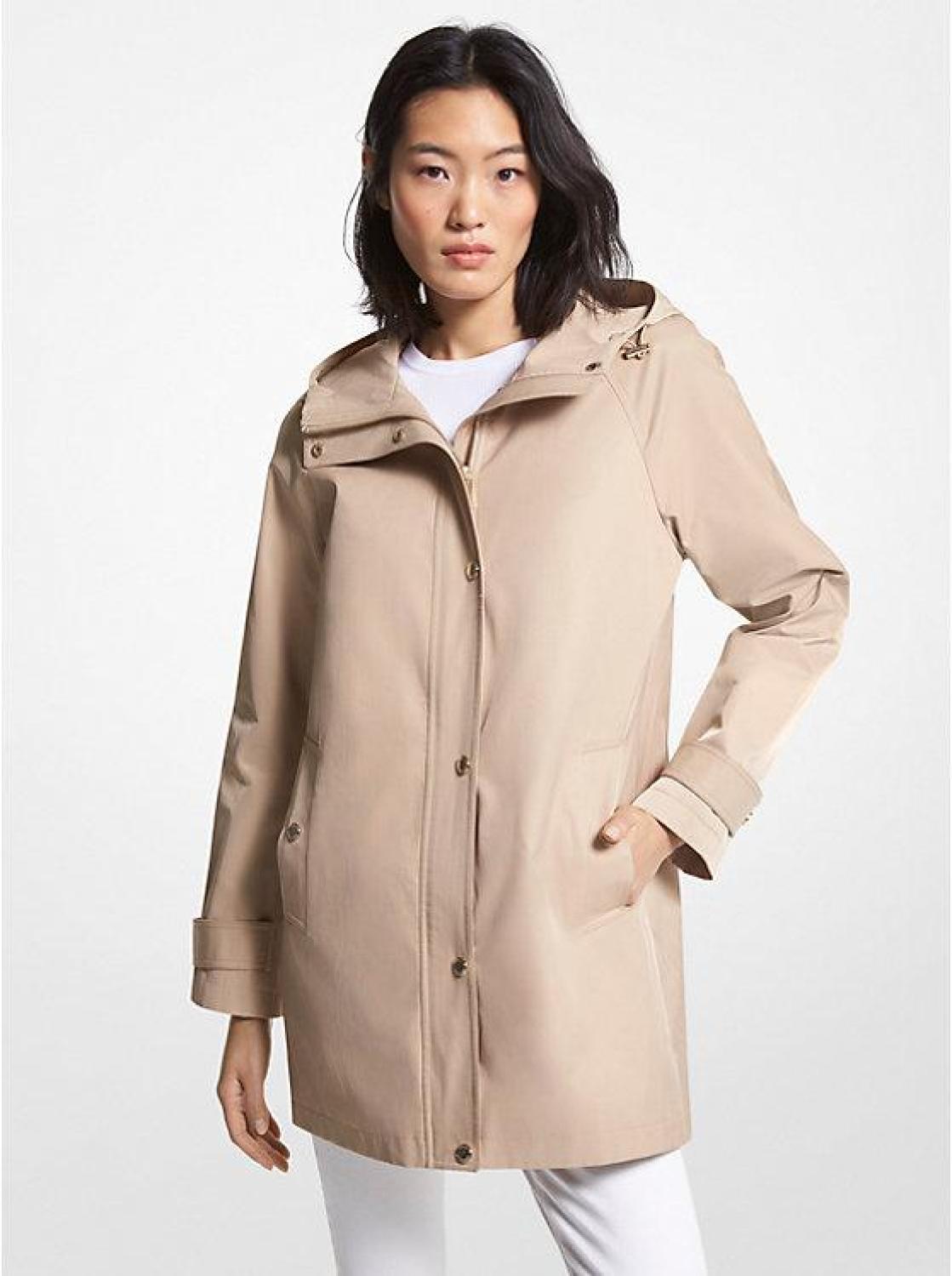 Cotton Blend Hooded Raincoat