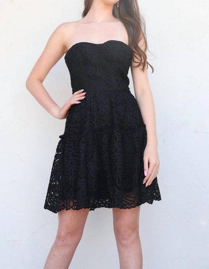 Floral Lace Mini Dress In Black