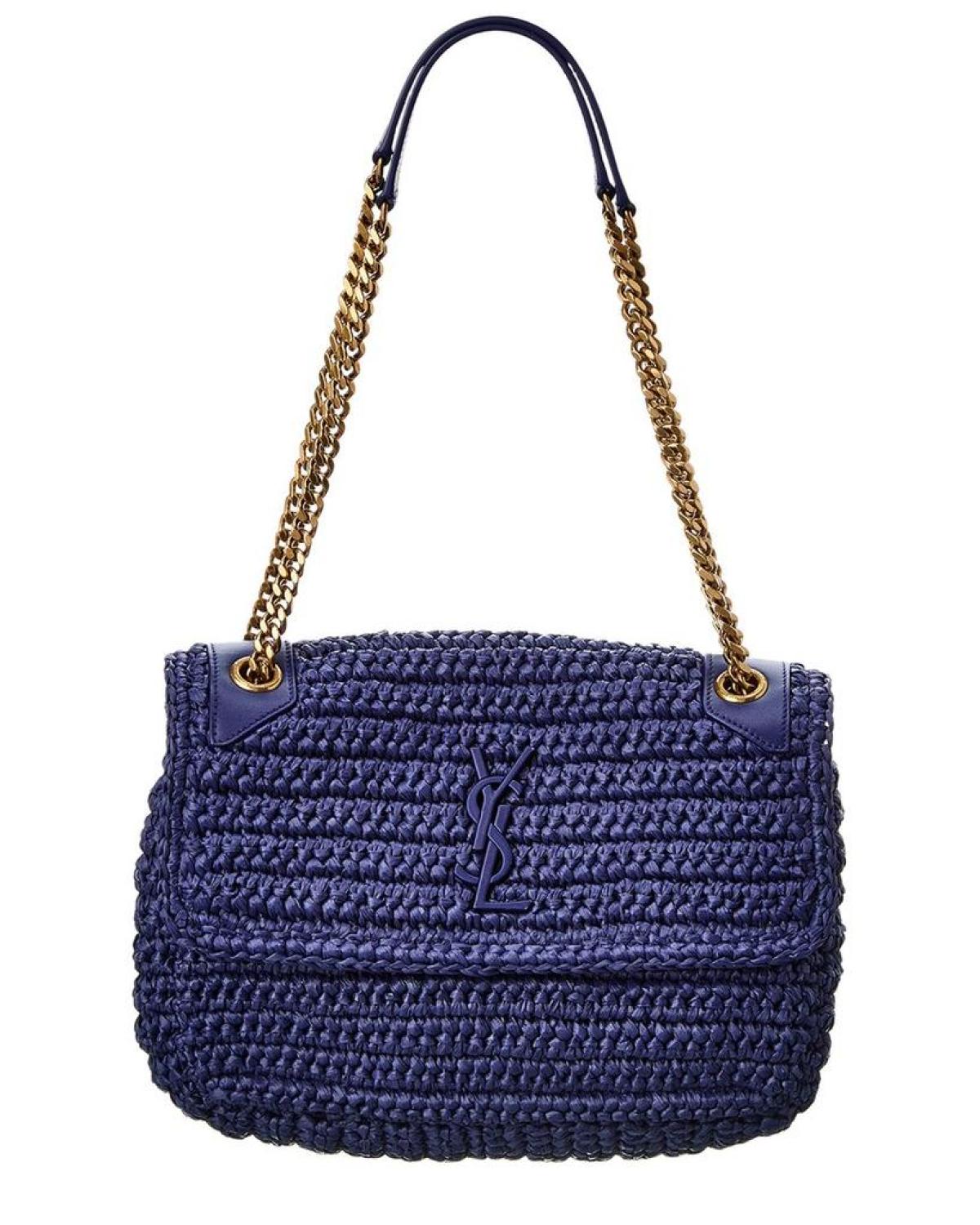 Saint Laurent Niki Medium Raffia Shoulder Bag