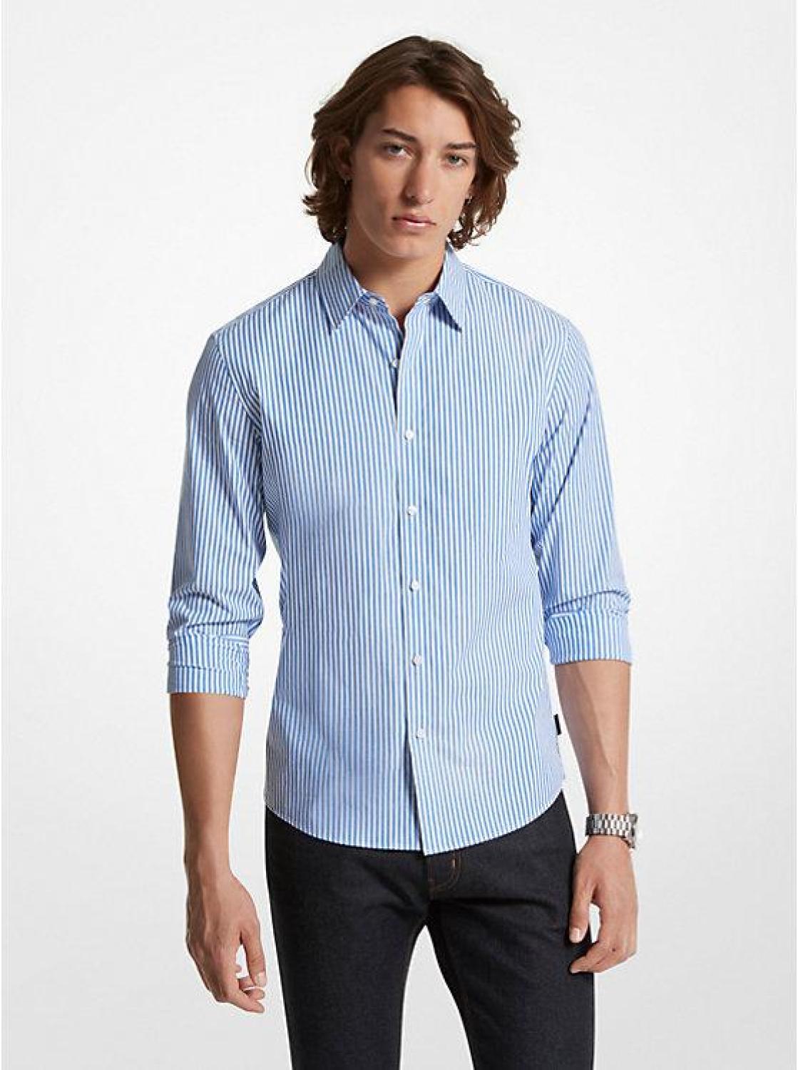 Slim-Fit Stretch Cotton Striped Shirt