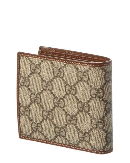 Gucci Interlocking G GG Supreme Canvas & Leather Bifold Wallet