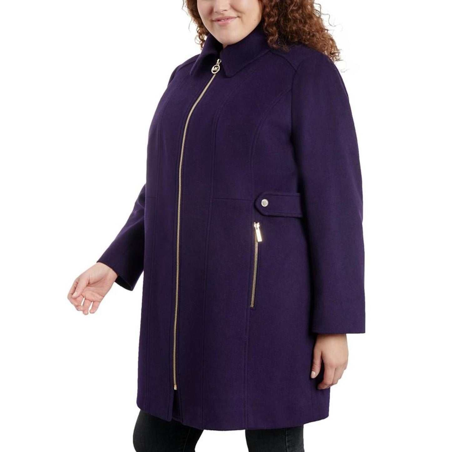 Women's Plus Size Club-Collar Zip-Front Coat