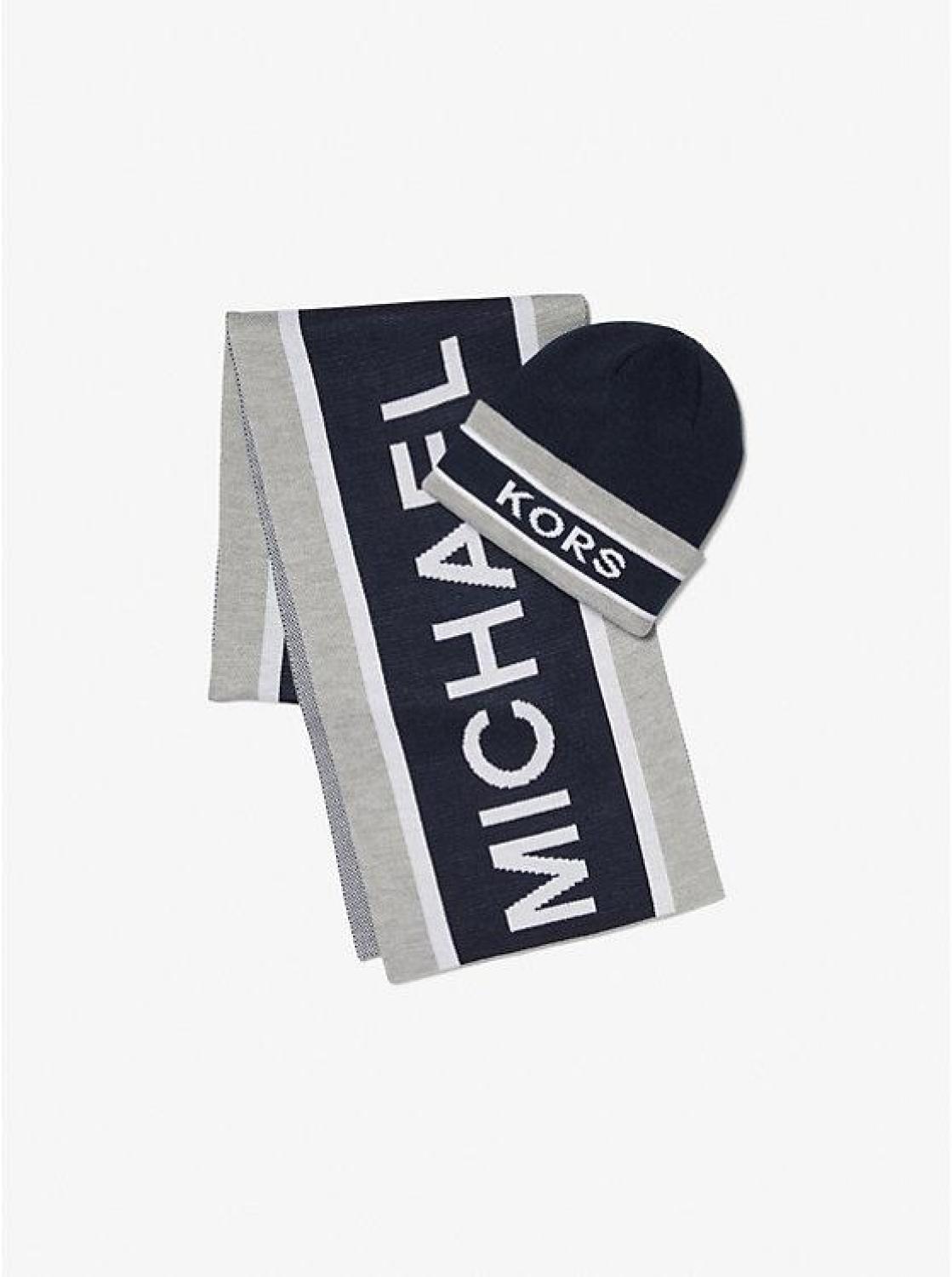 Logo Jacquard Beanie Hat and Scarf Set