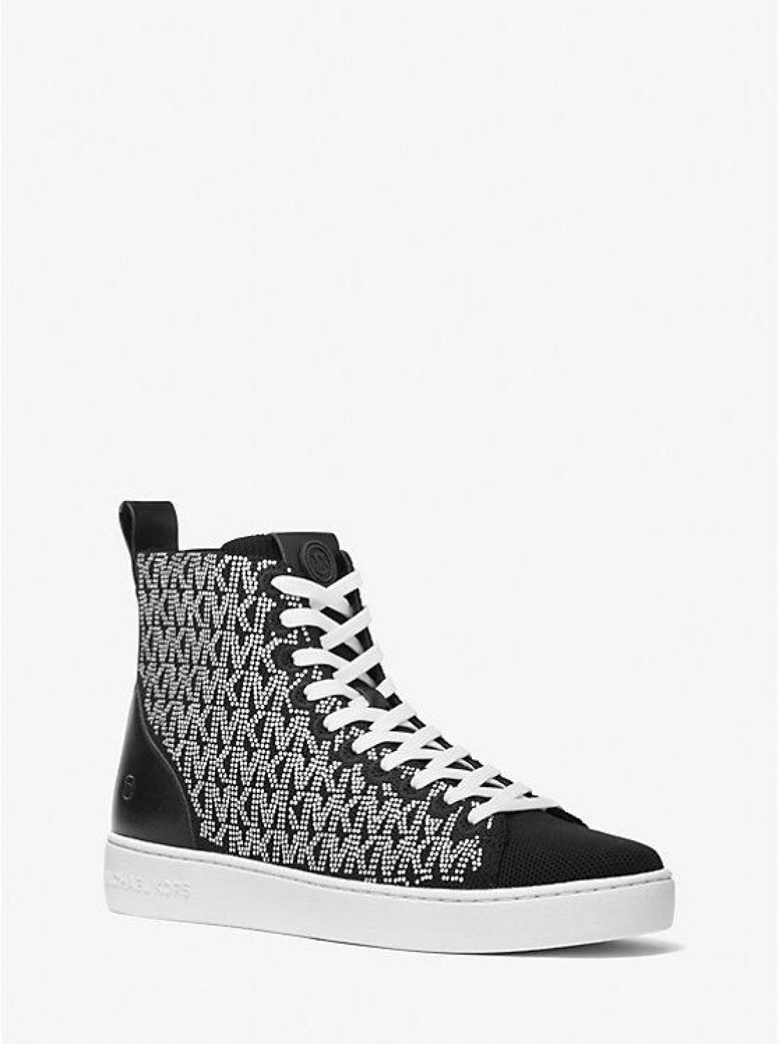 Edie Crystal Logo Knit High-Top Sneaker