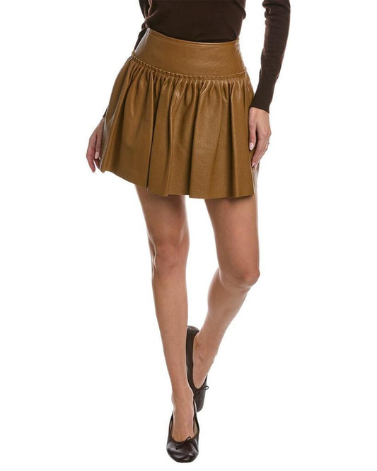 Max Mara Tritone Leather Mini Skirt