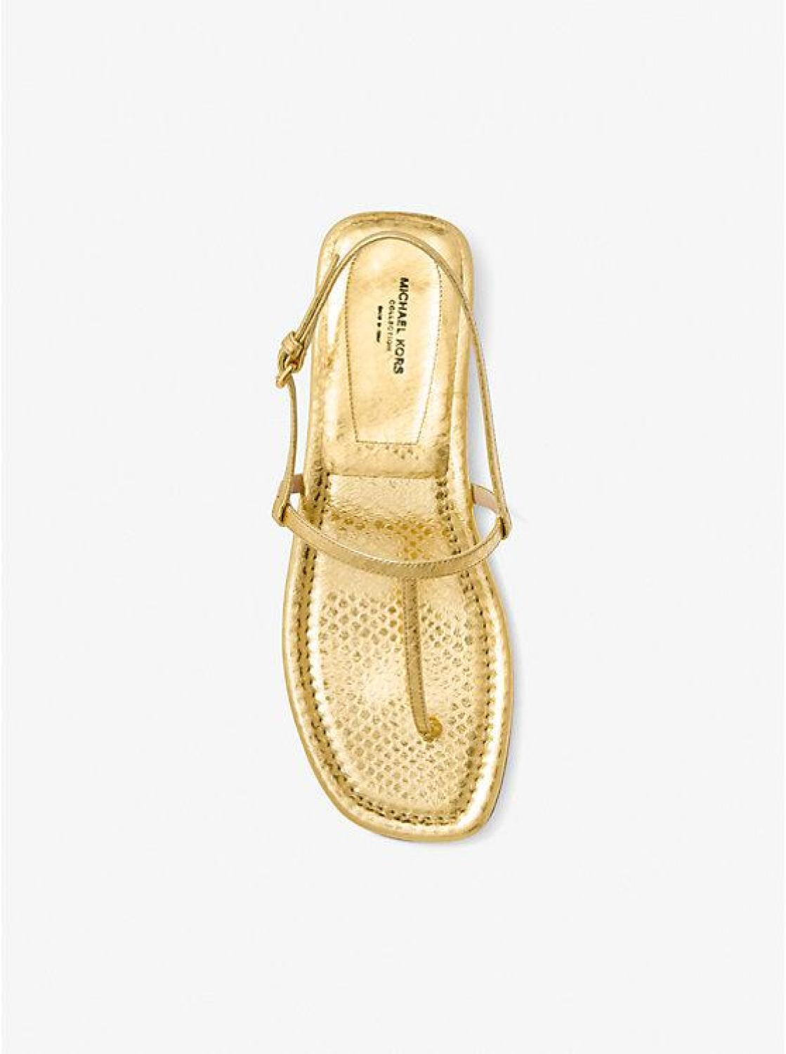 Ali Metallic Python Embossed Leather Sandal