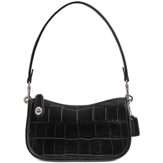 Embossed Croc Leather Swinger 20 Shoulder Bag