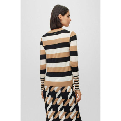 Wool sweater with horizontal stripes and crew neck