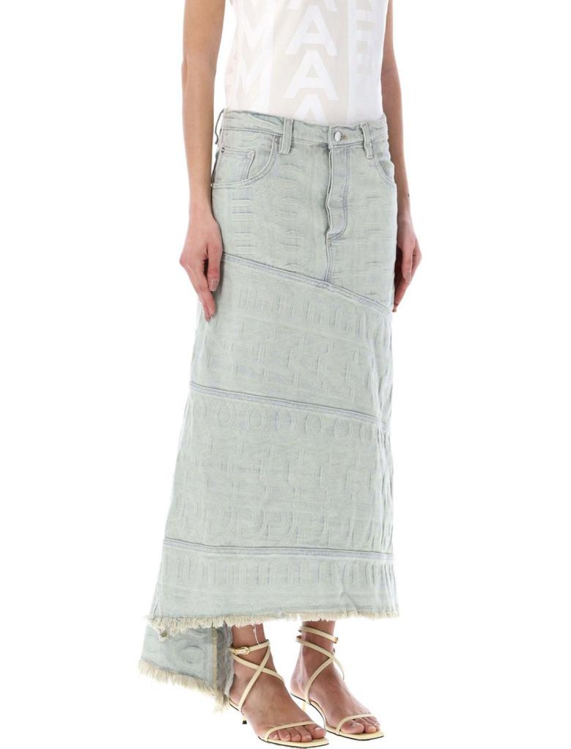 Marc Jacobs Monogram Frayed Edge Denim Skirt