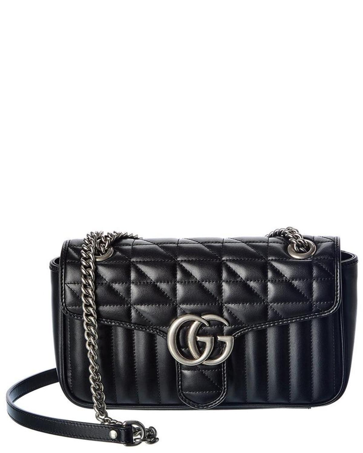 Gucci GG Marmont Small Matelasse Leather Shoulder Bag, Black