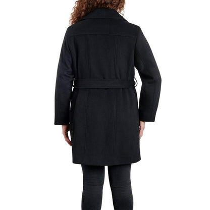 Women's Plus Size Asymmetric Belted Wrap Coat