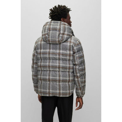 Down jacket with checked pattern