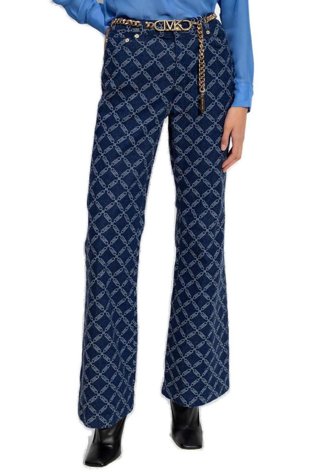 Michael Michael Kors Empire Logo Jacquard Flared Jeans