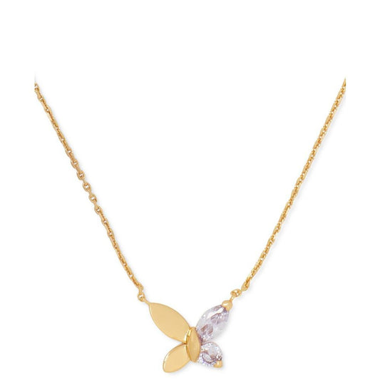 Gold-Tone Cubic Zirconia Butterfly Mini Pendant Necklace, 16" + 3" extender