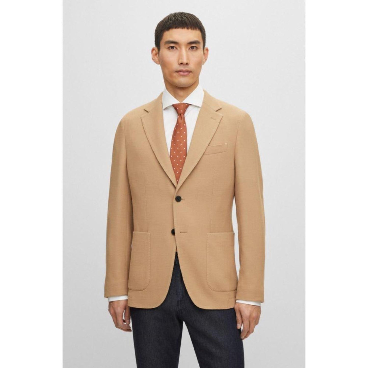 Slim-fit jacket in a micro-patterned wool blend