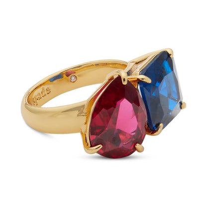 Gold-Tone Double Color Crystal Ring