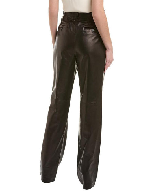 Michael Kors Collection Mika Leather Pleated Pant