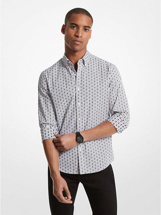 Empire Logo Pinstripe Stretch Organic Cotton Oxford Shirt