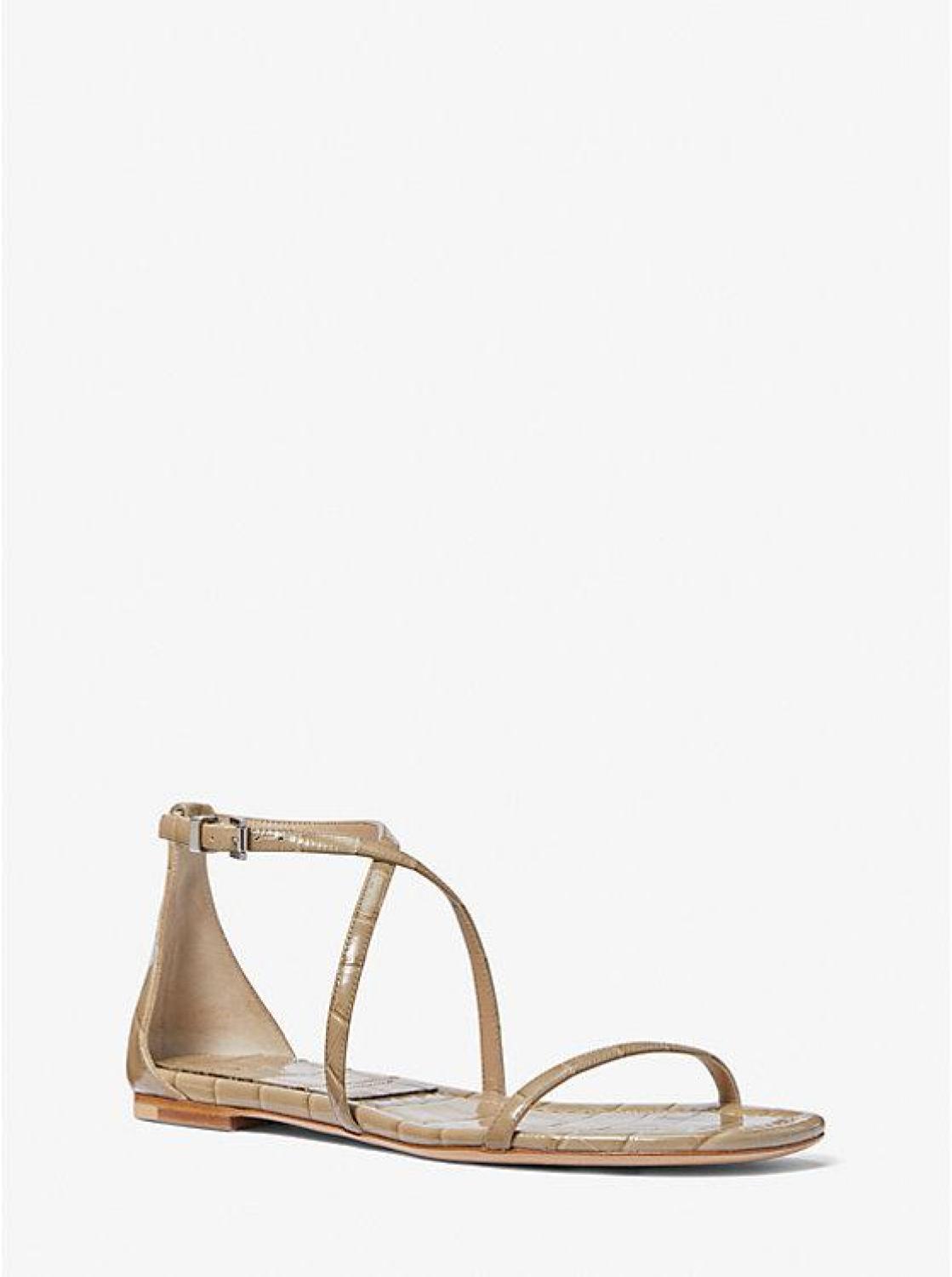 Polly Crocodile Embossed Leather Sandal