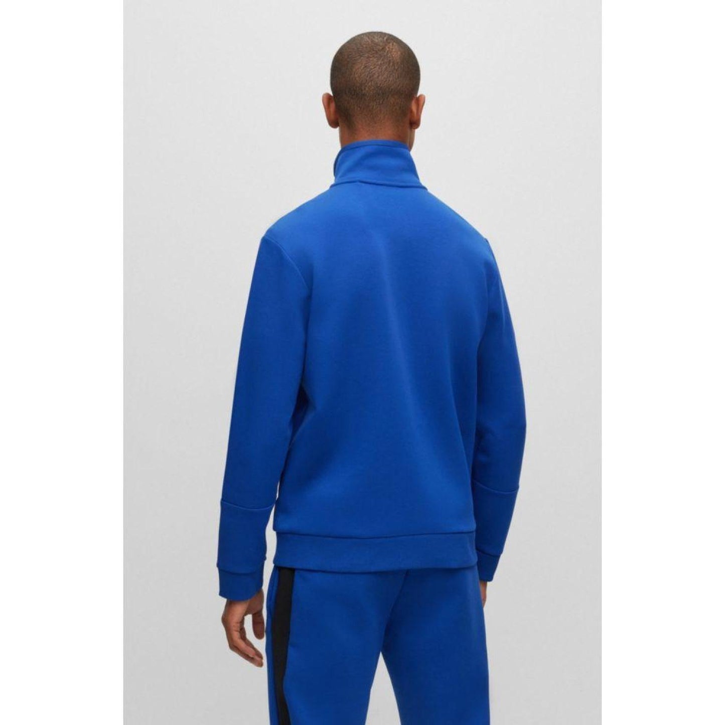 Cotton-blend zip-up sweatshirt with tape trims