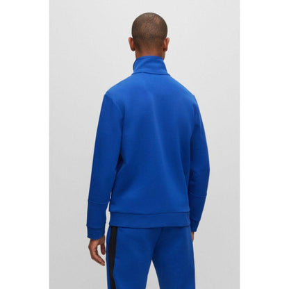 Cotton-blend zip-up sweatshirt with tape trims