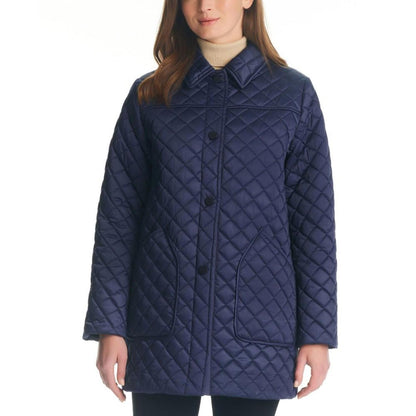 Women's Imitation-Pearl-Button Quilted Coat