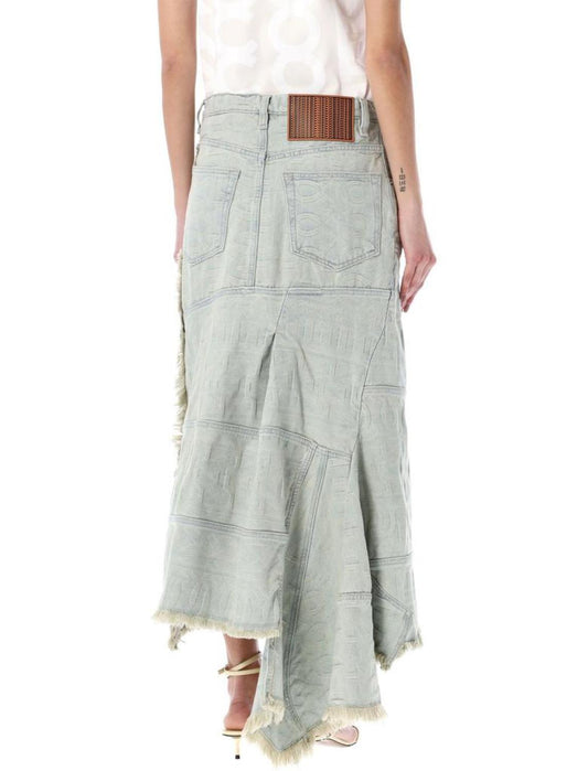 Marc Jacobs Monogram Frayed Edge Denim Skirt