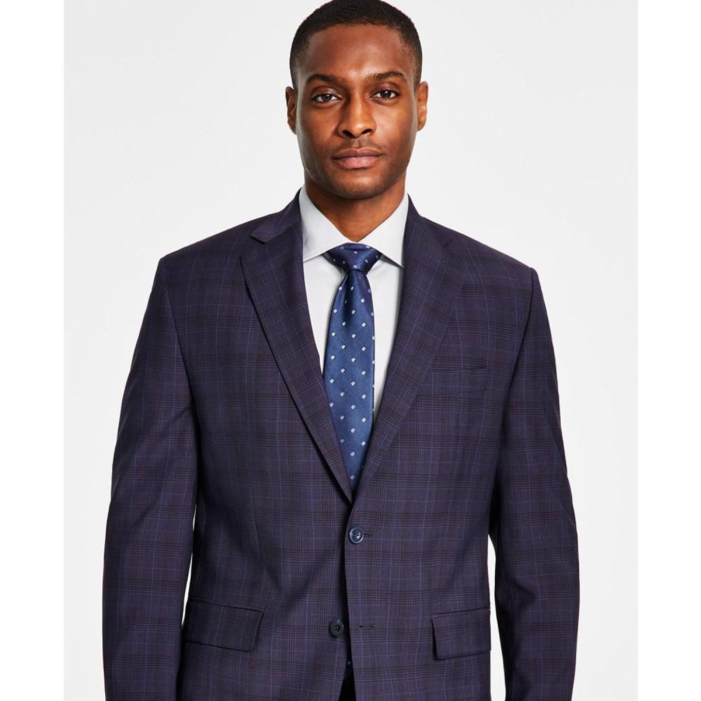 Men's Classic Fit Wool-Blend Plaid Suit Jacket