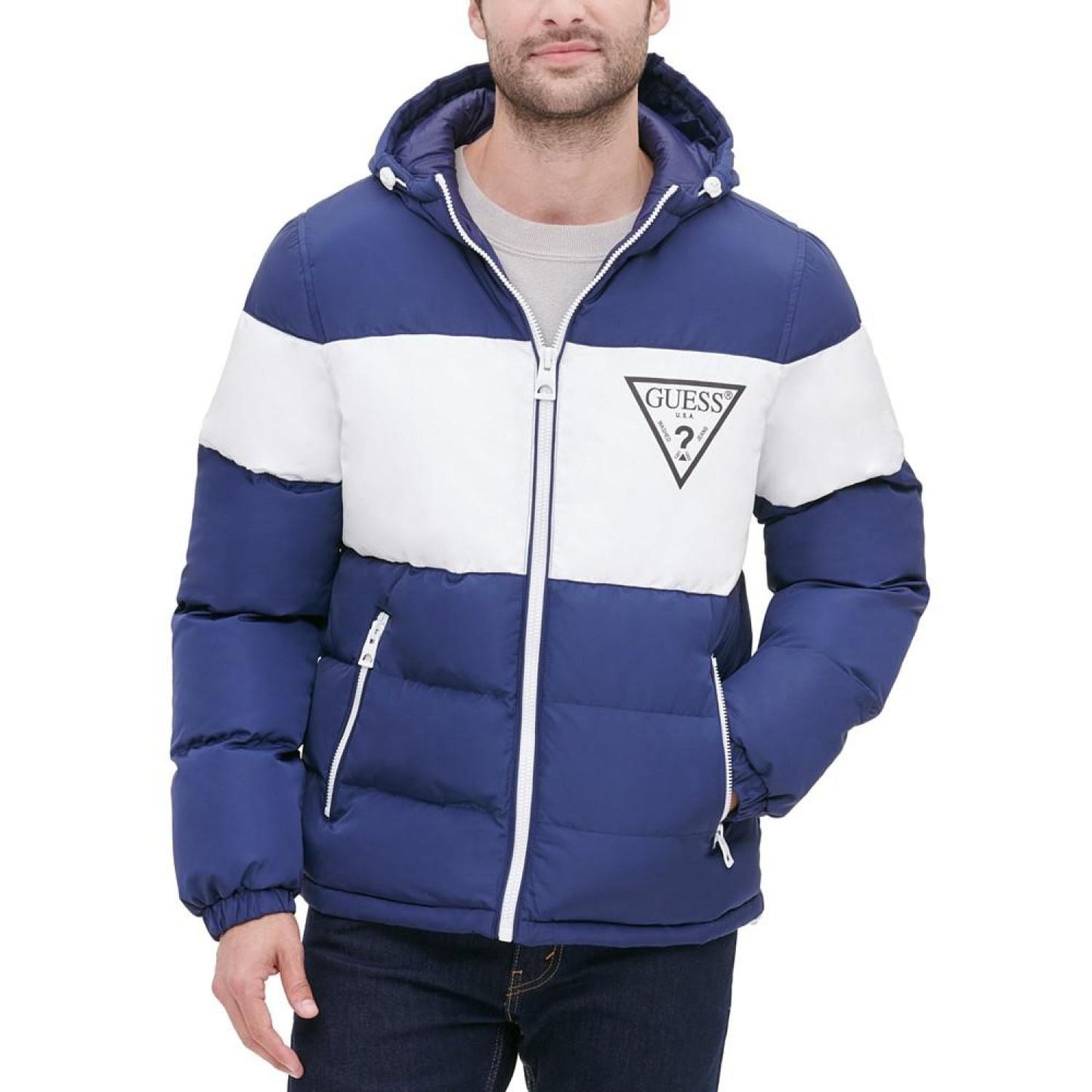 Men's Colorblock Hooded Puffer Jacket