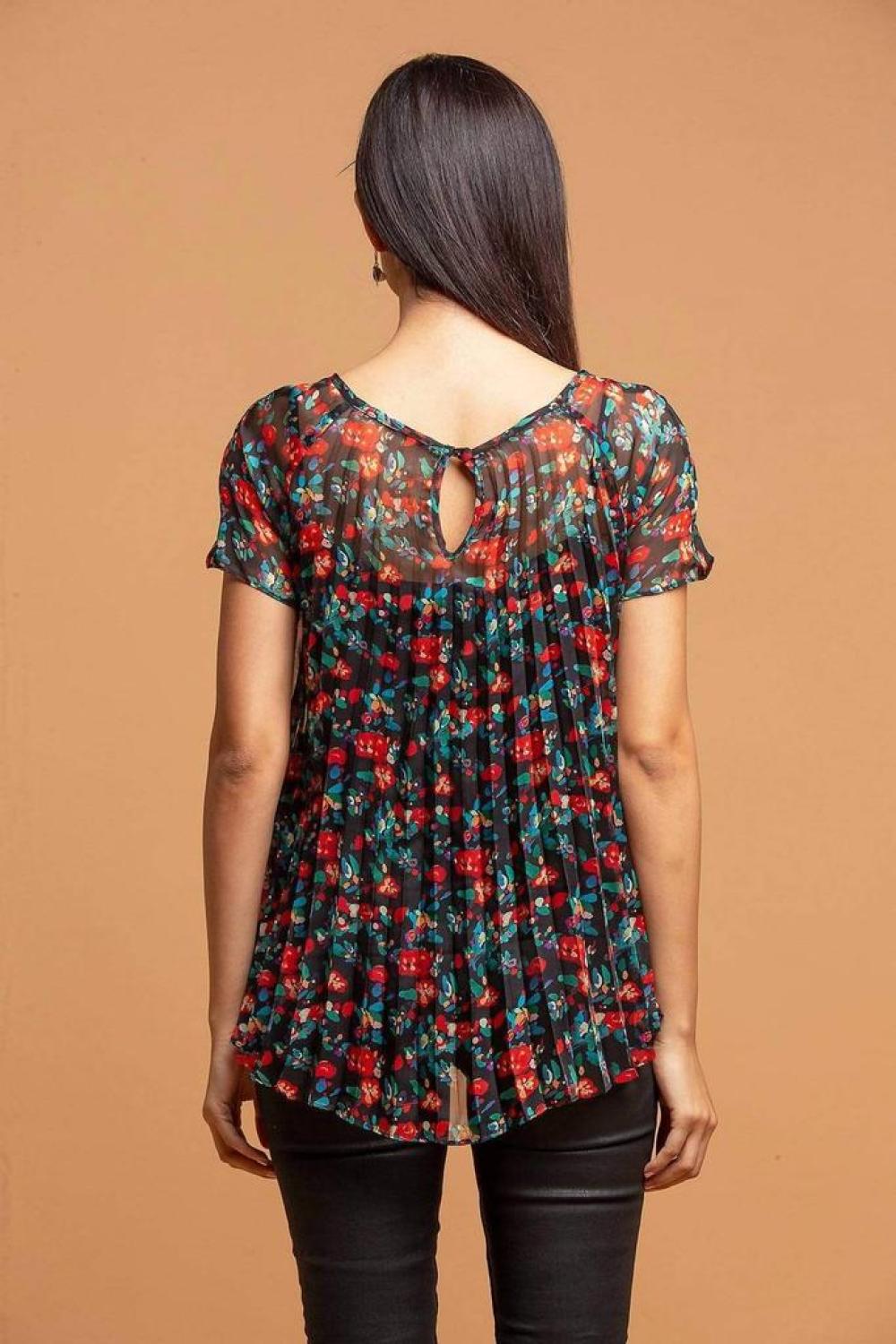 Pleated Top In Multi Floral