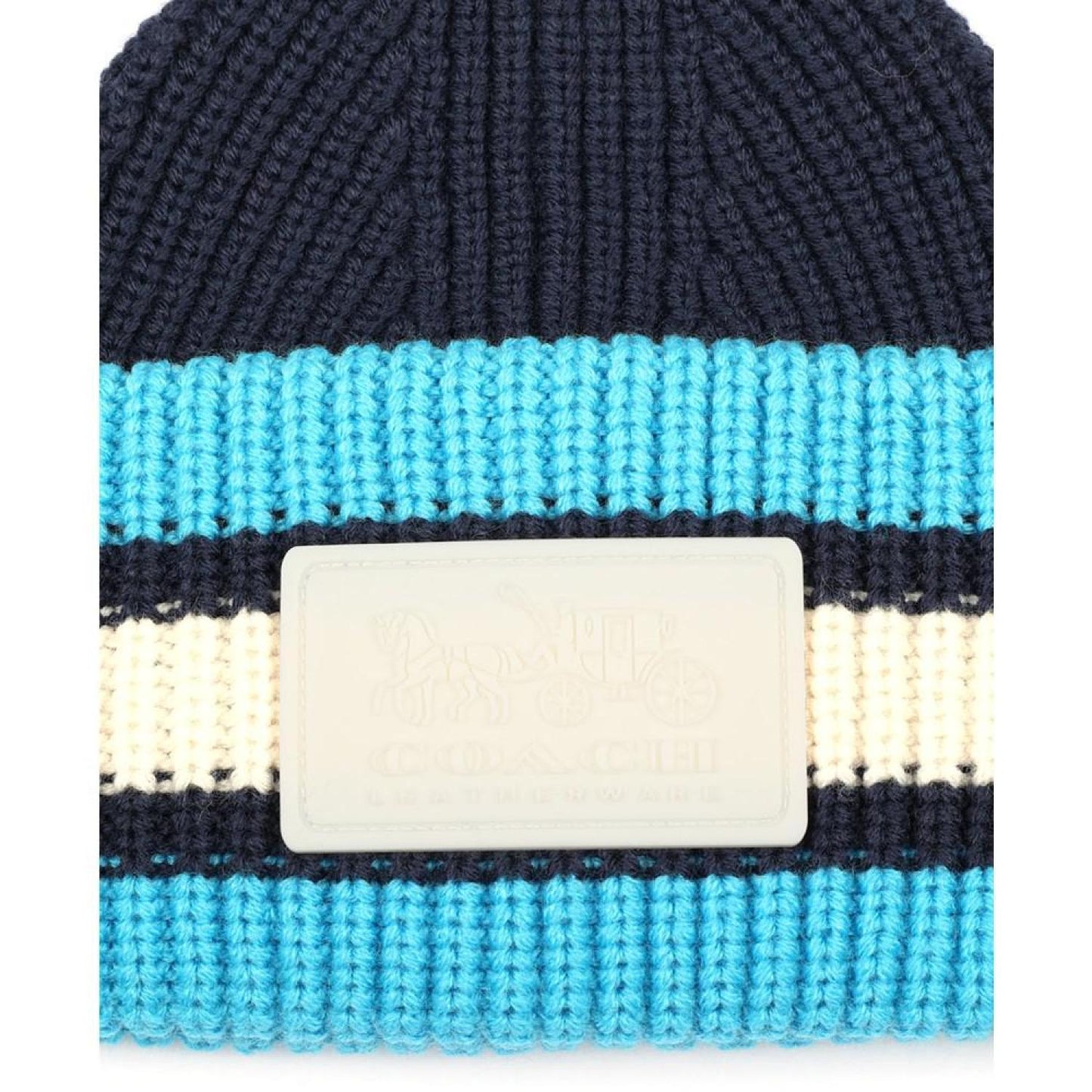 Women's Two-Tone Varsity Stripe Patch Beanie